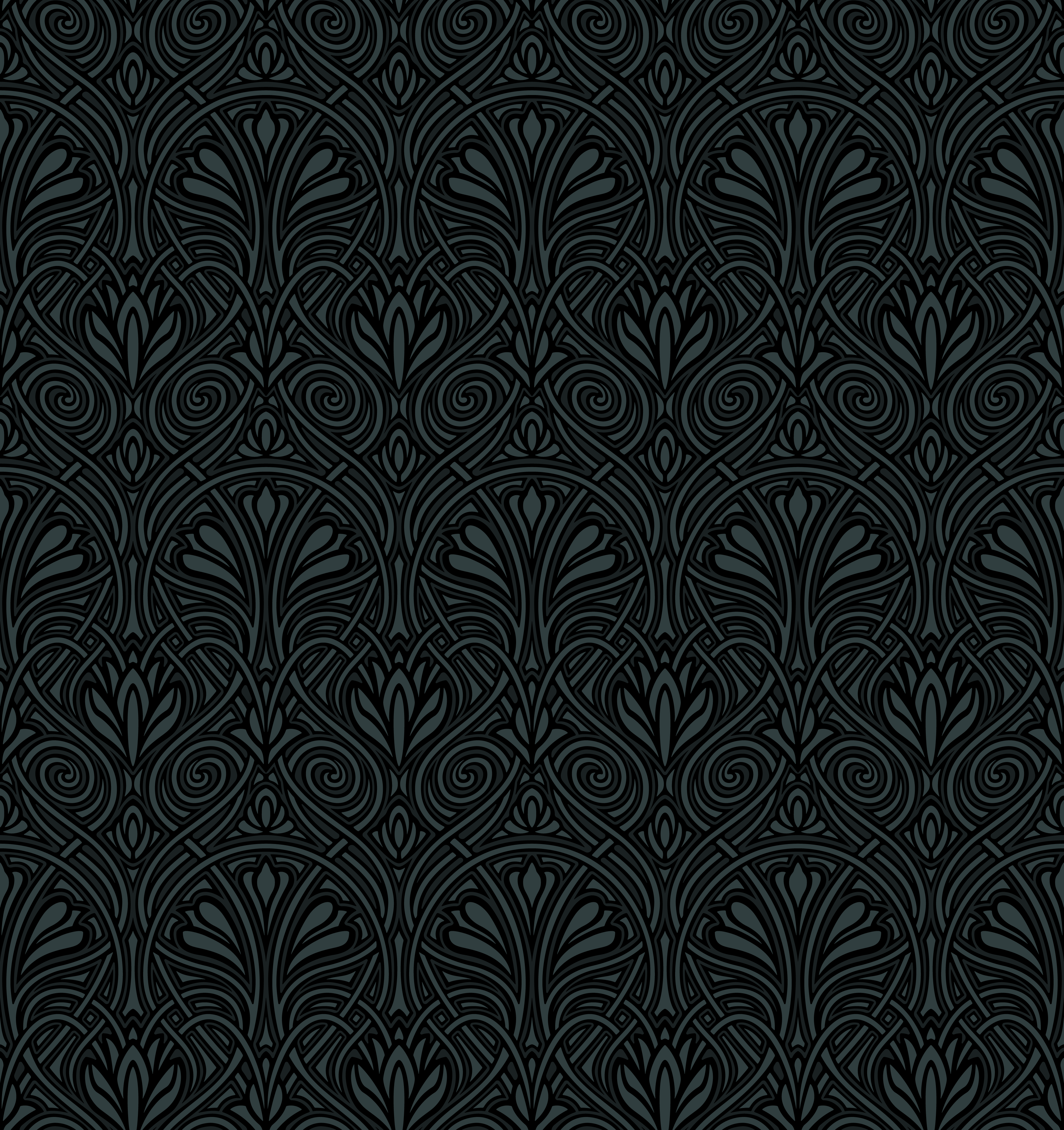 luxurious black damask patterns vector