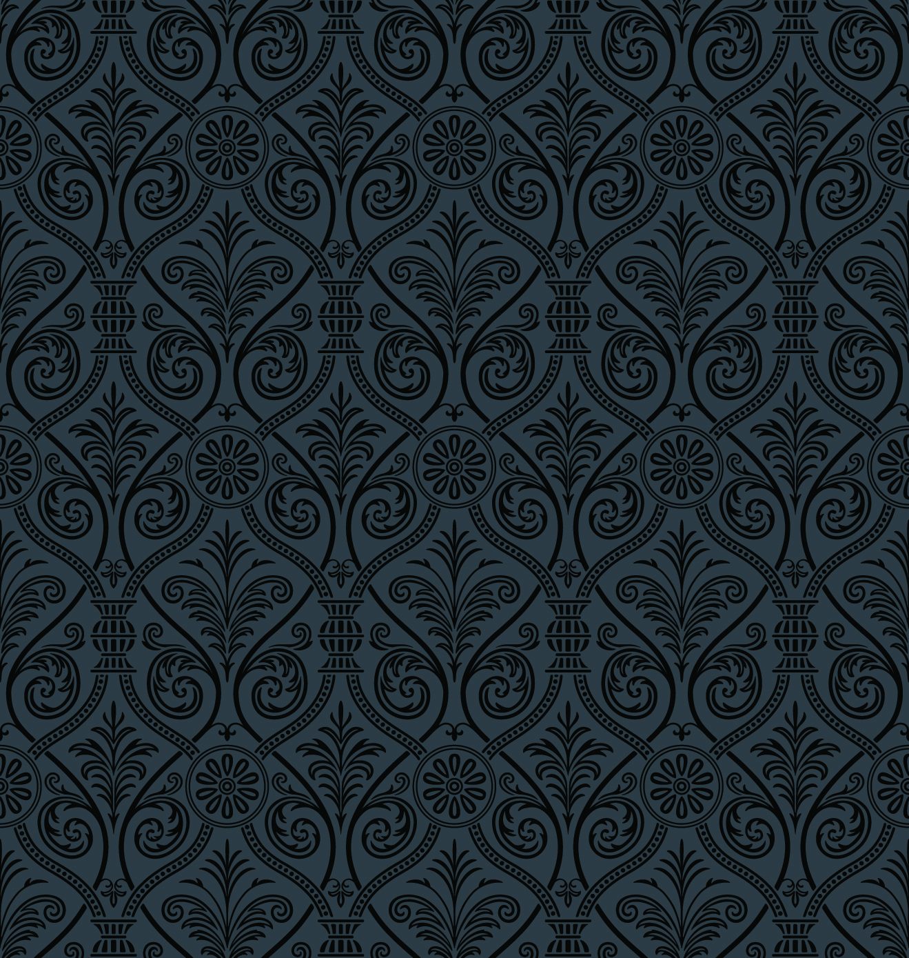 luxurious black damask patterns vector