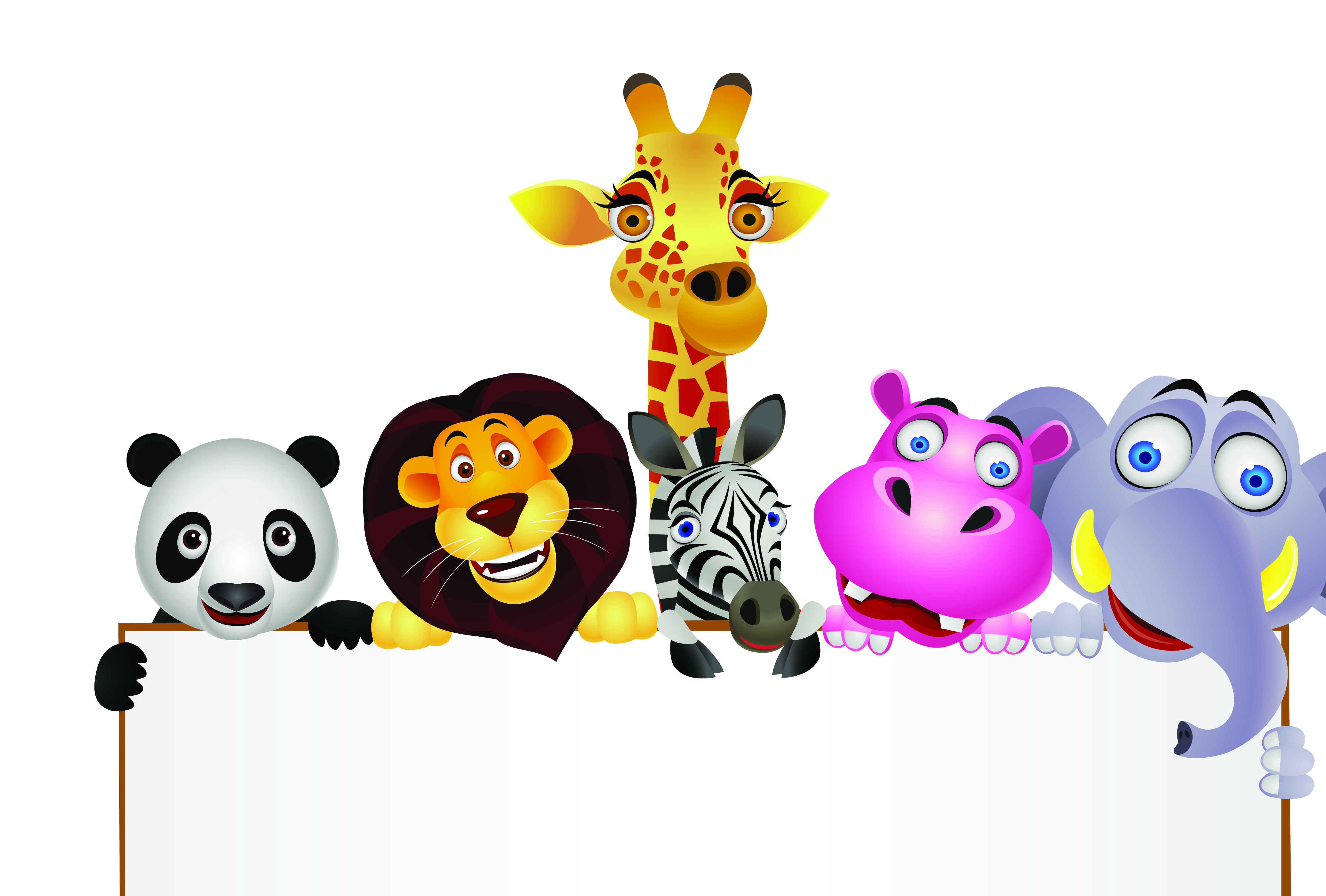 cute cartoon animals and billboard vector