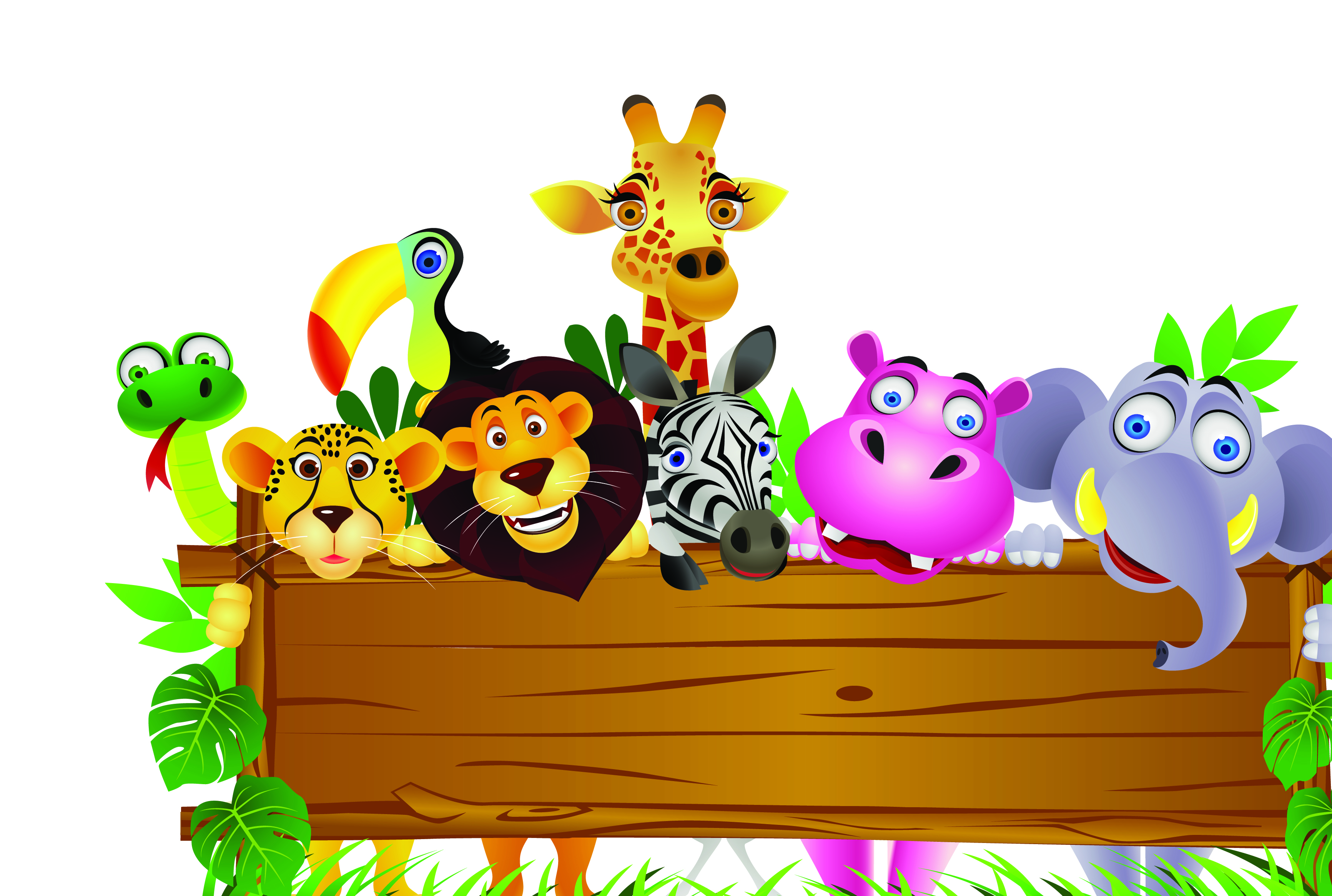 cute cartoon animals and billboard vector