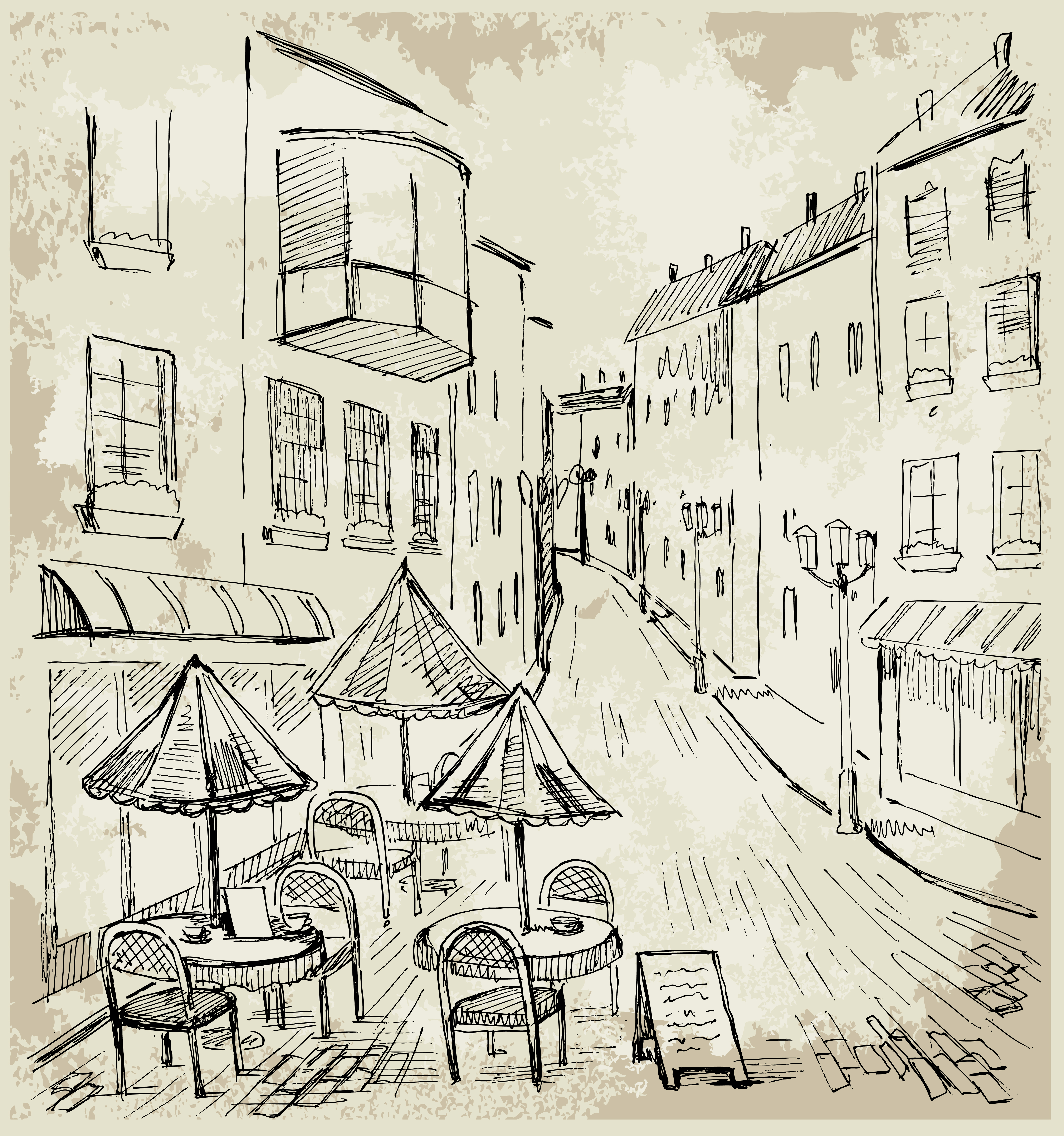 hand drawn vintage cafe vector