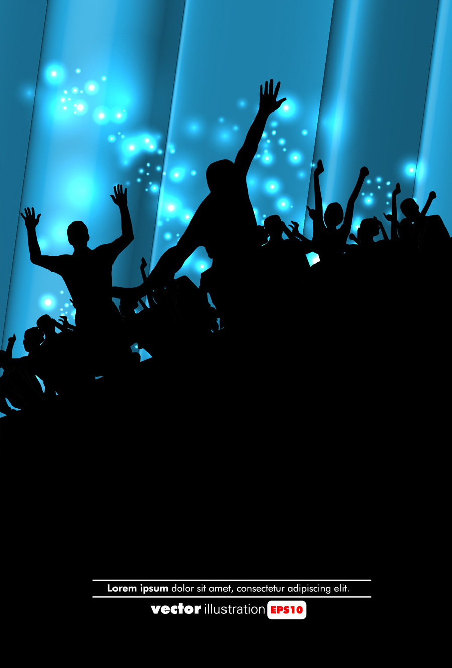 set of people at a party silhouettes vector