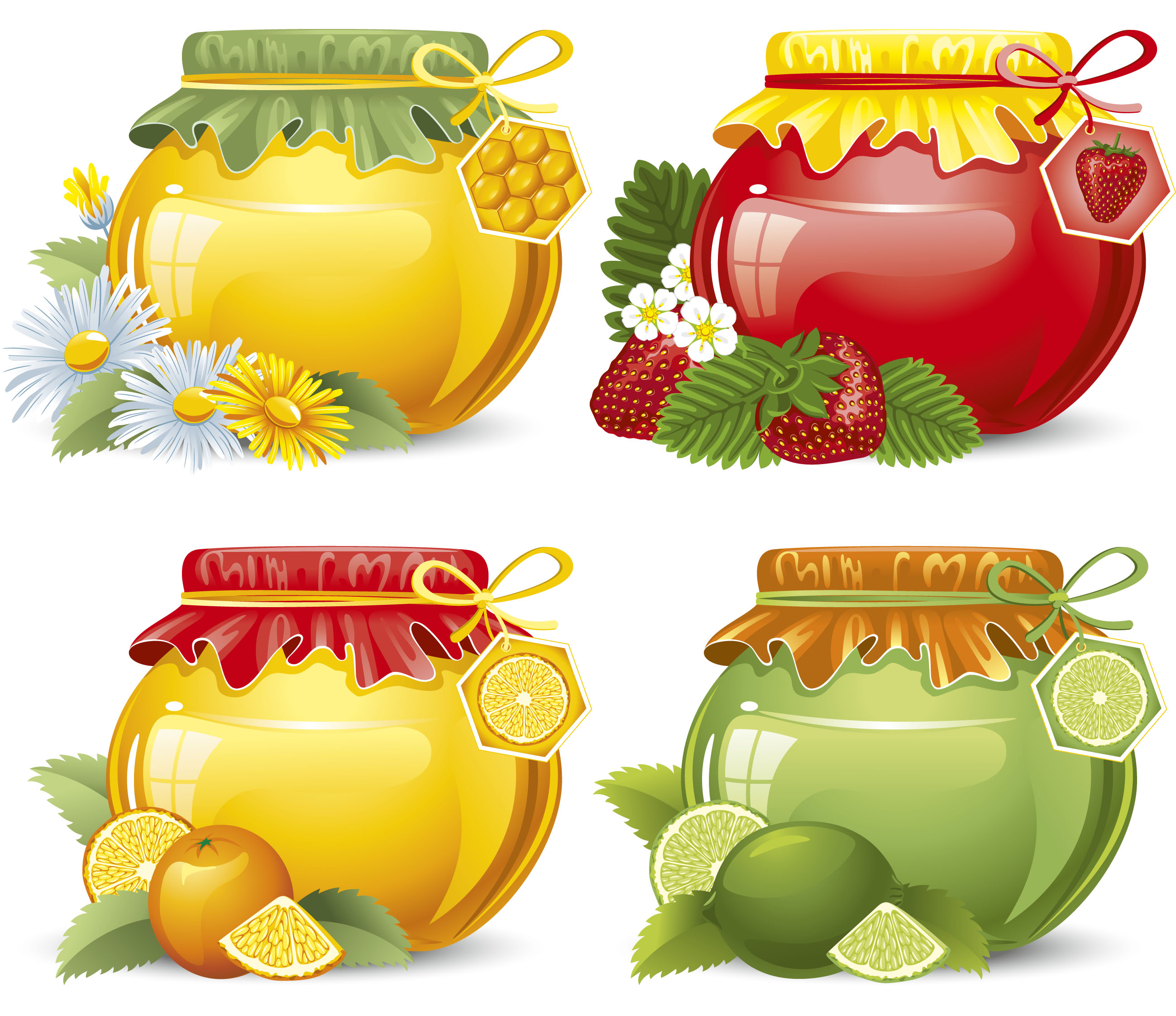 elements of honey and bees vector set