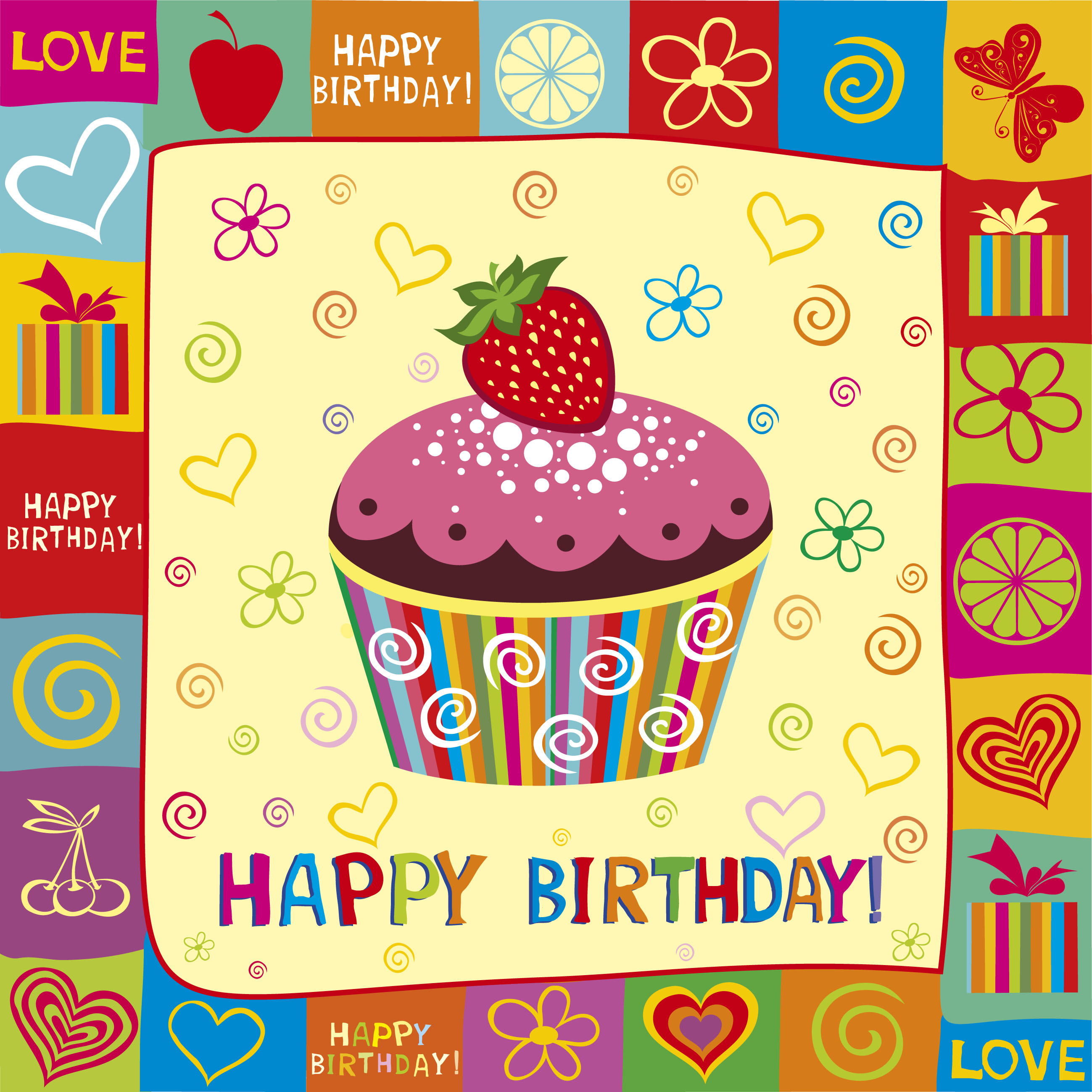 happy birthday elements card vector