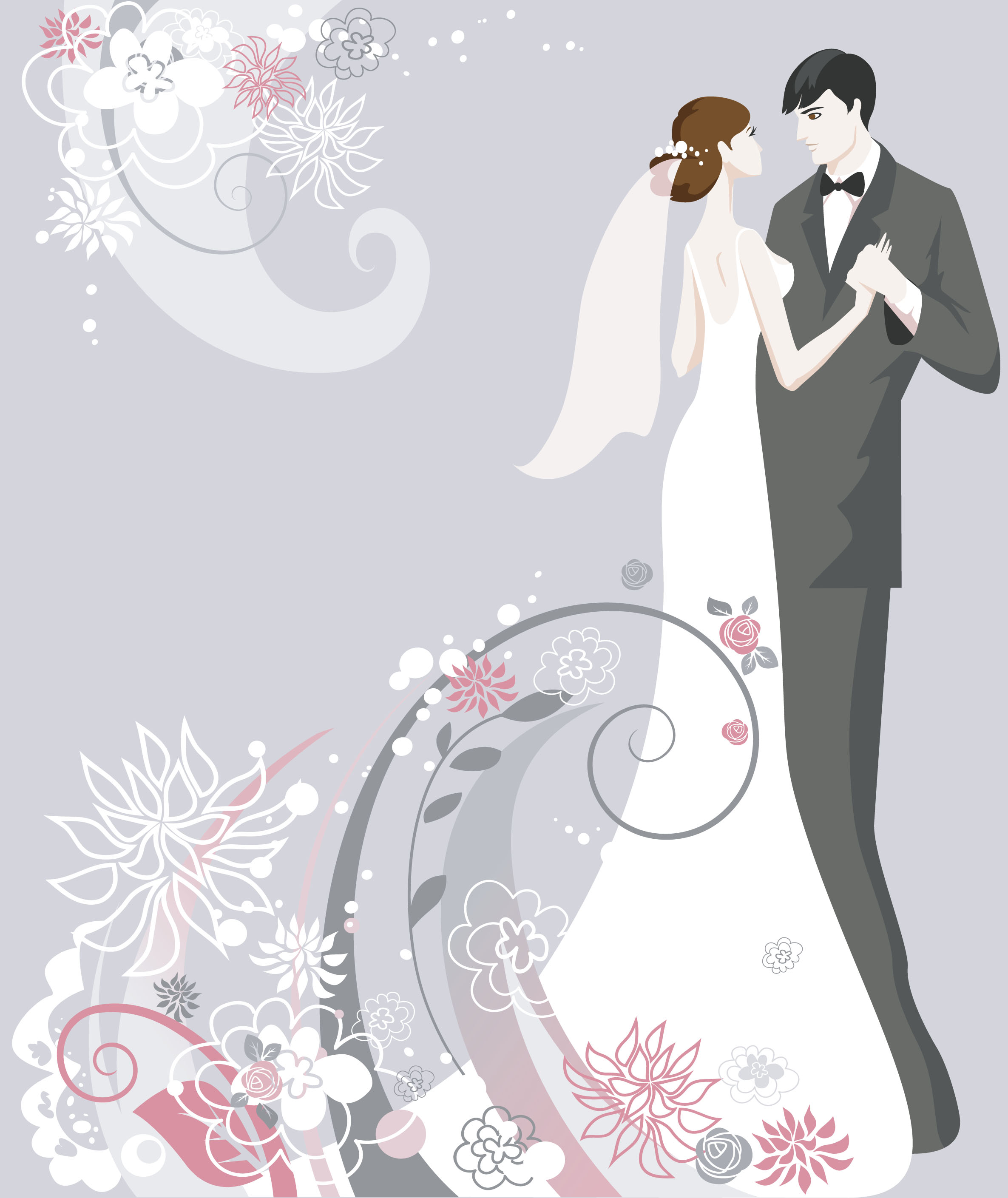 set of romantic wedding vector background