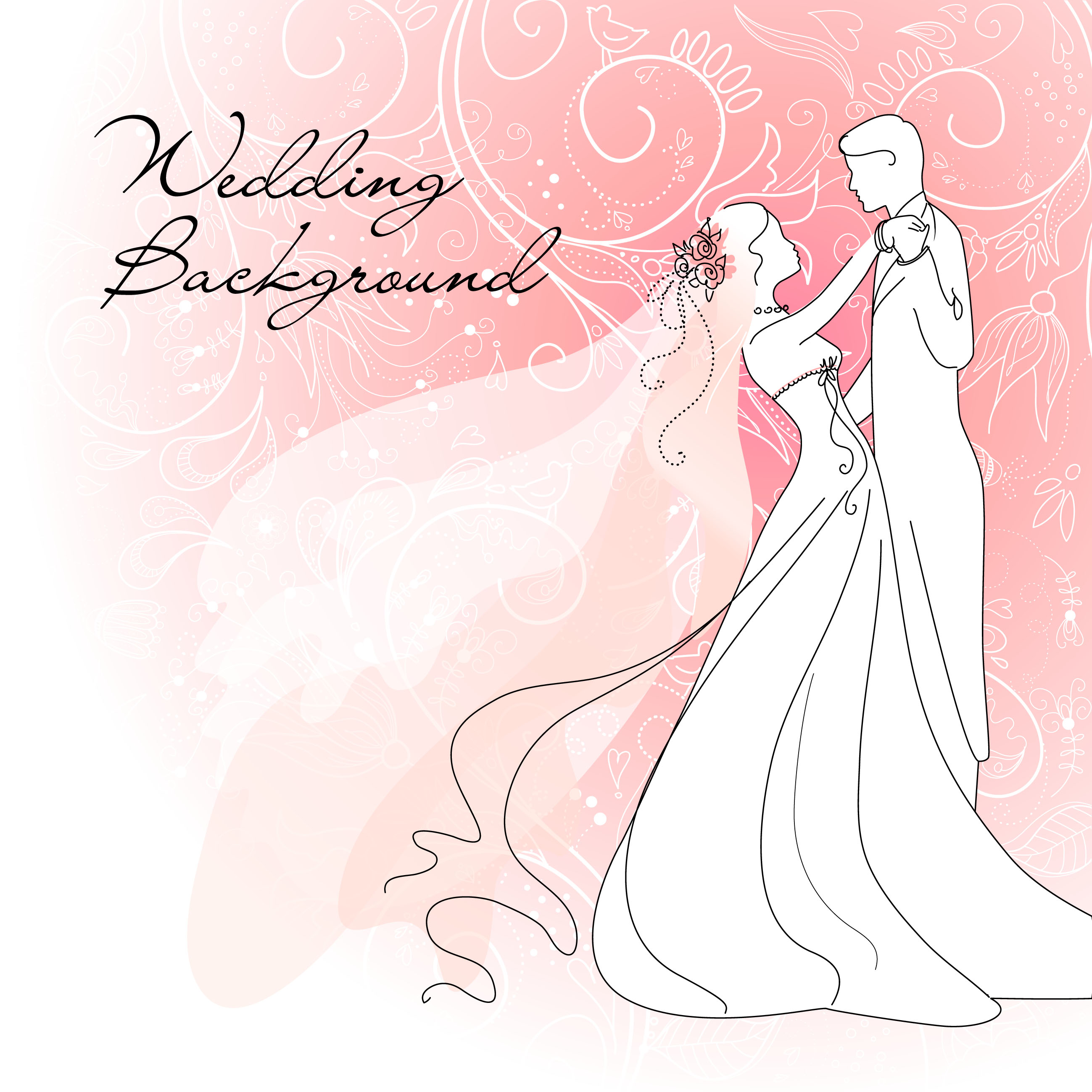 set of romantic wedding vector background