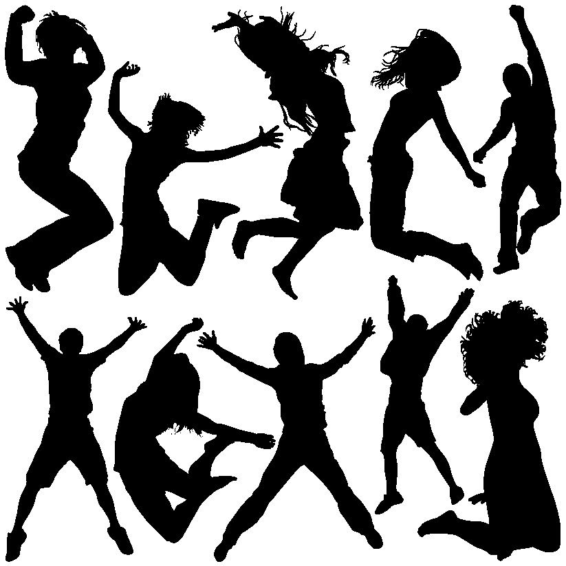 jumping people silhouettes vector