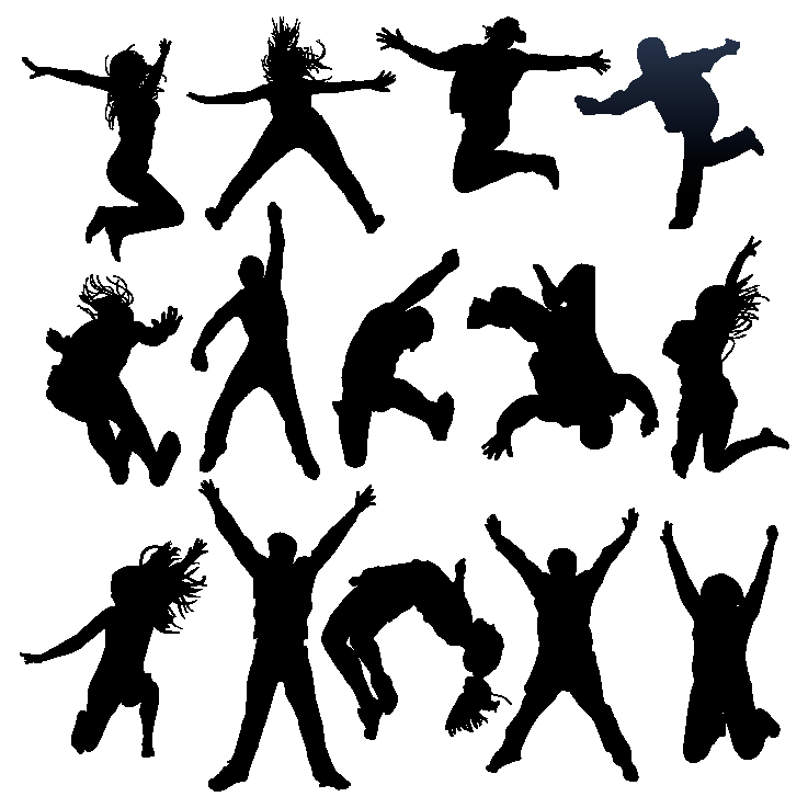 jumping people silhouettes vector