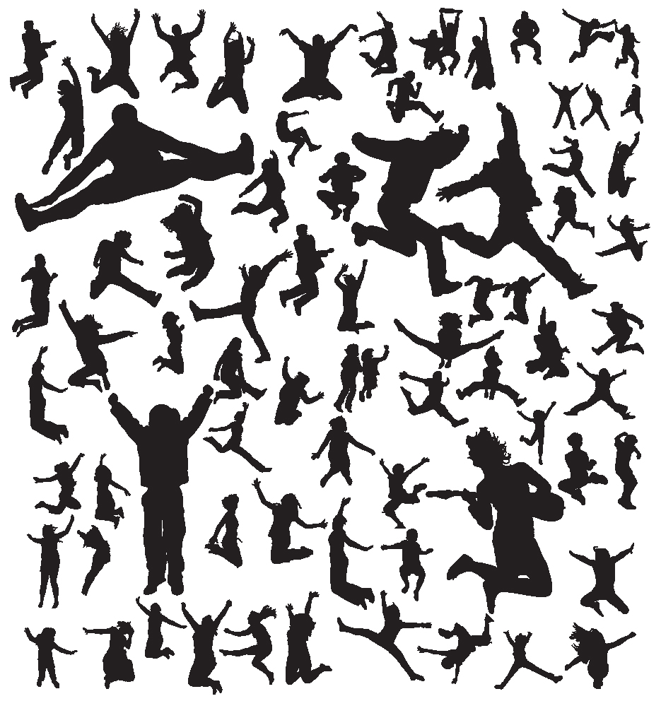 jumping people silhouettes vector