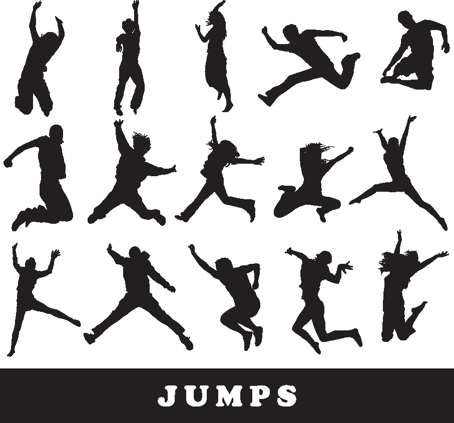 jumping people silhouettes vector