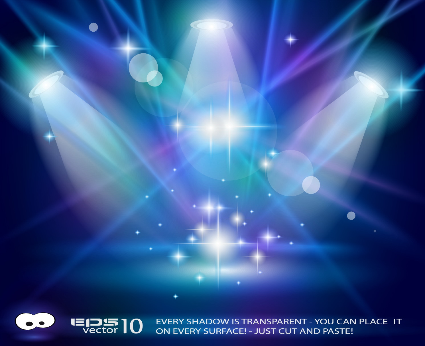 set of blue spotlights background vector