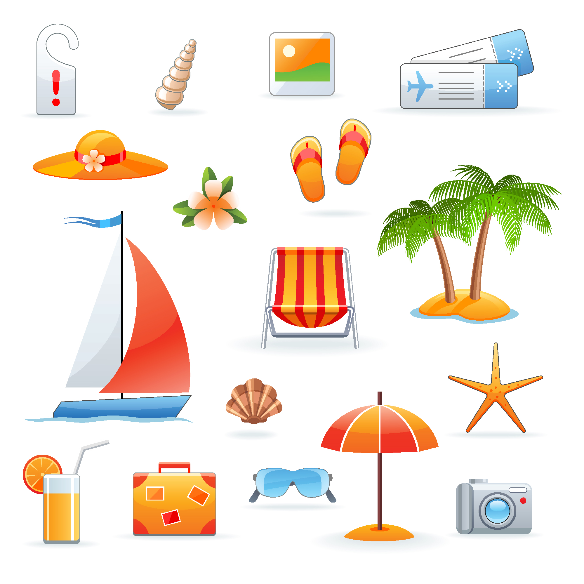 set of summer seashore elements vector