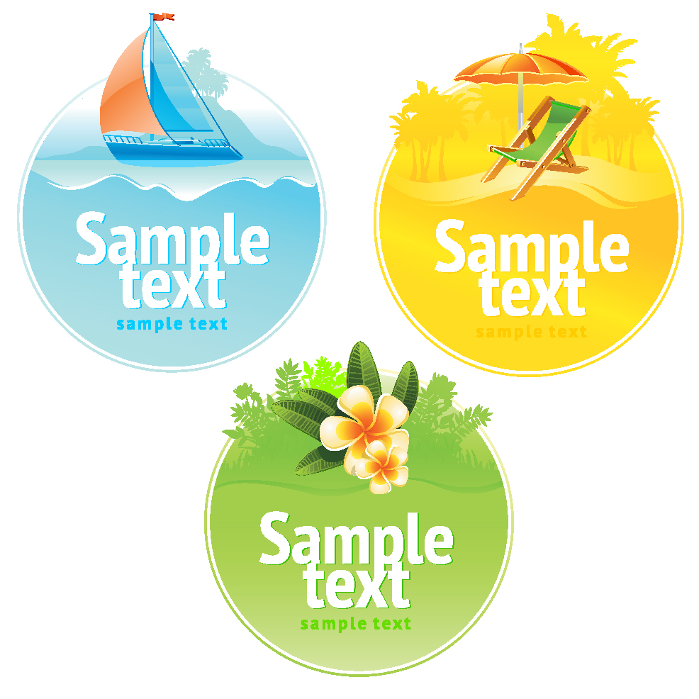 set of summer seashore elements vector