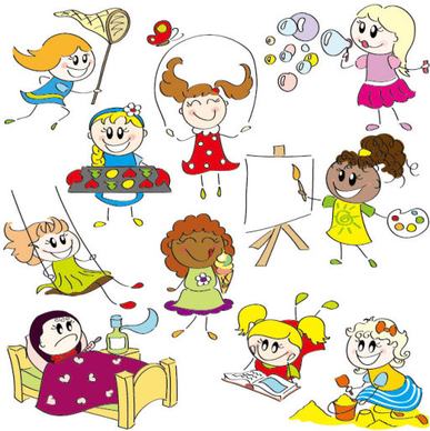 cartoon child elements illustration vector