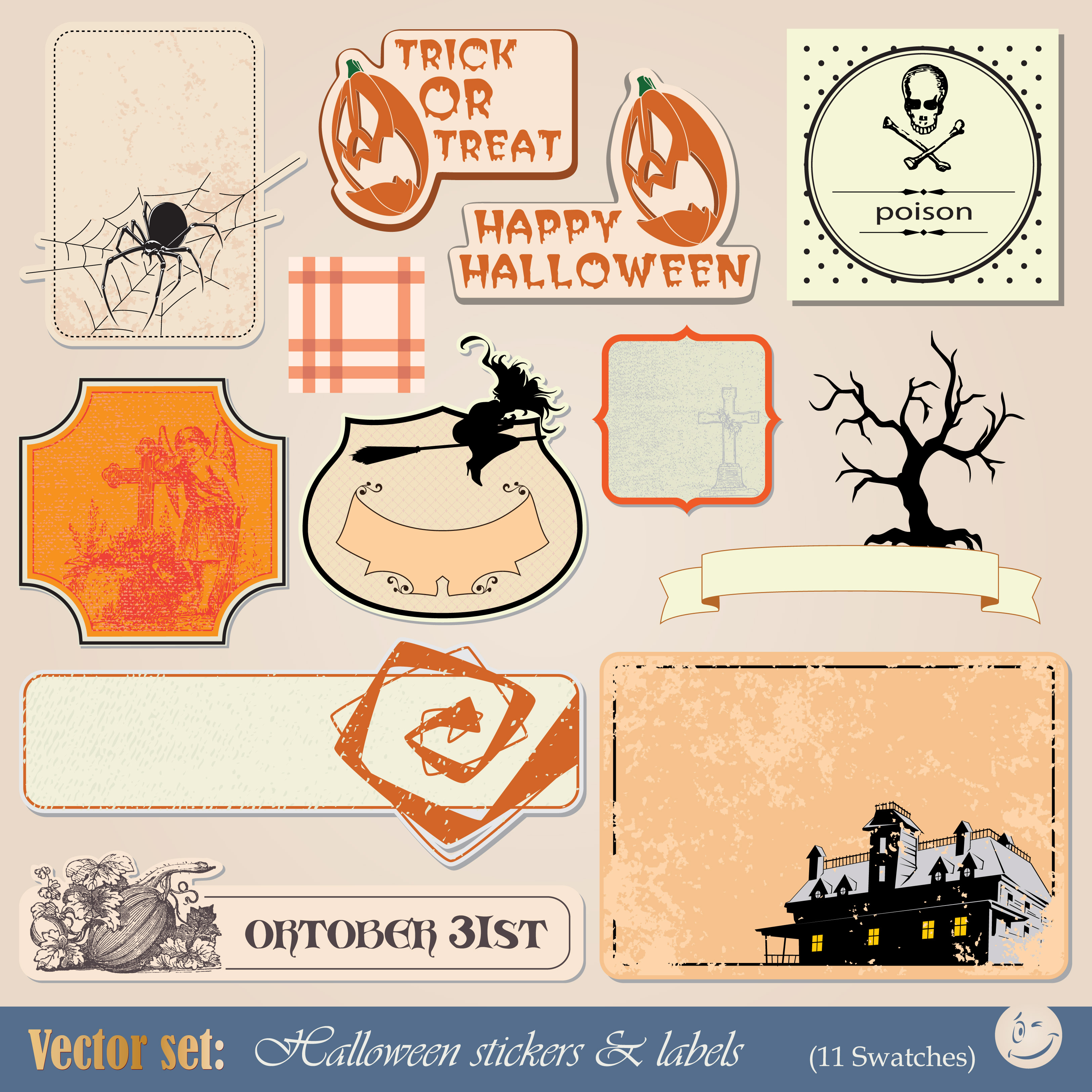 funny halloween labels vector