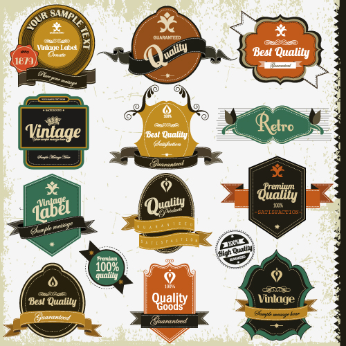 set of vintage badges8 labels vector