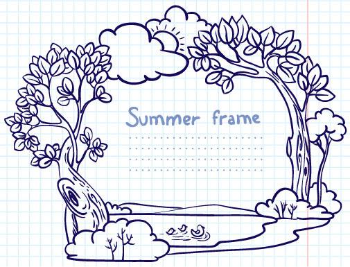 hand painted cartoon frames8 borders vector