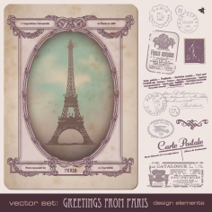 stamp8 postcard free vector