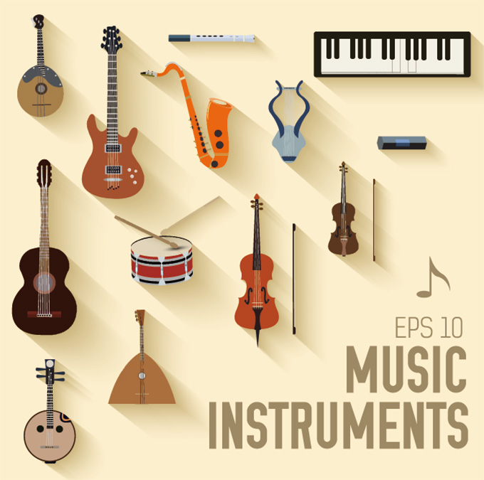 various music instruments vectors