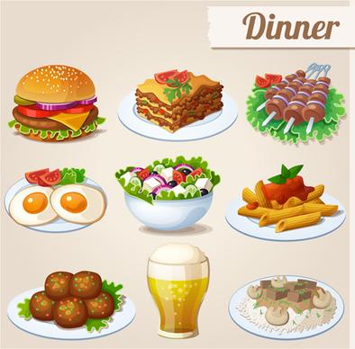 huge collection of various food icons vector