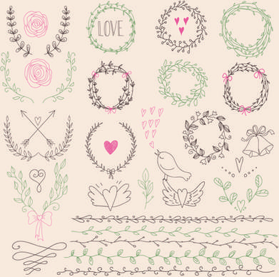 hand drawn floral frame with border vector