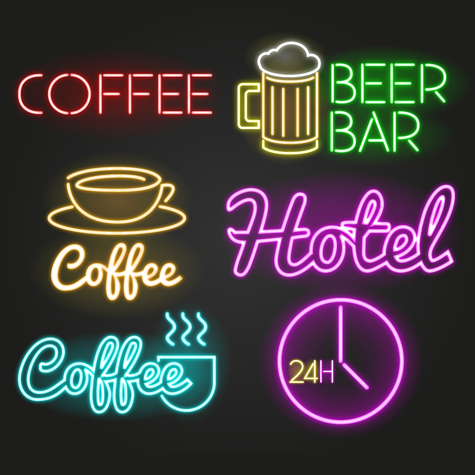 colored light sticks restaurant symbol and logos vector