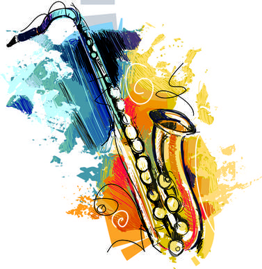 hand drawn colored musical instruments vector