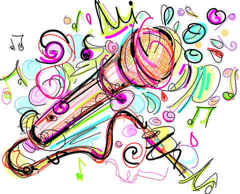 hand drawn colored musical instruments vector