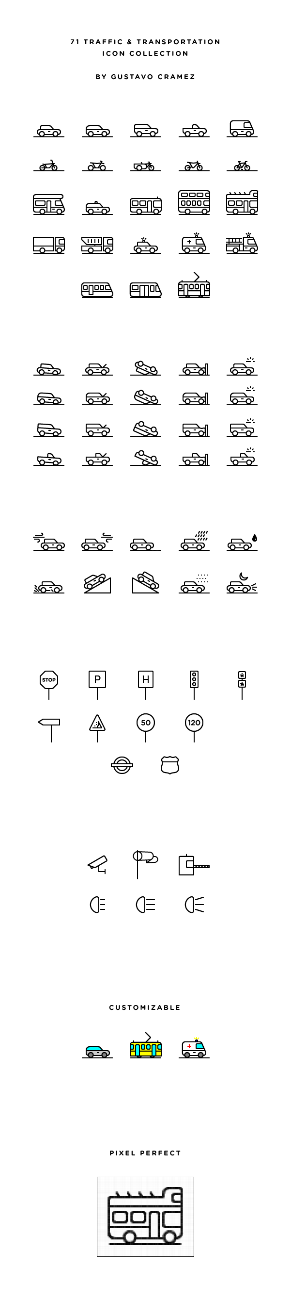 transportation outline icons