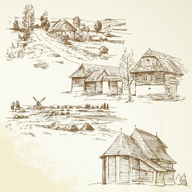 hand drawn autumn farm vector design