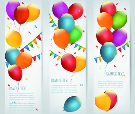 colored balloons holiday banner vector