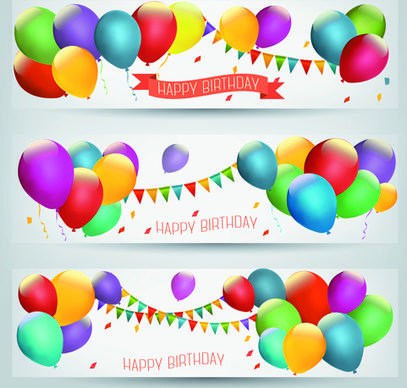 colored balloons holiday banner vector