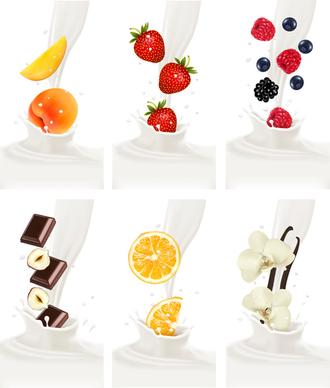 fruit milk advertising banner vector graphics