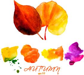 creative watercolor leaves autumn background vector