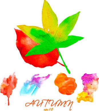 creative watercolor leaves autumn background vector