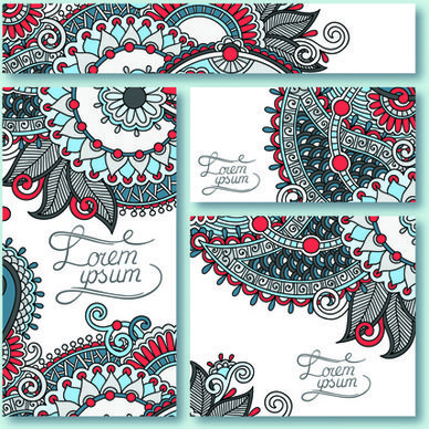 ornament floral pattern cards vector