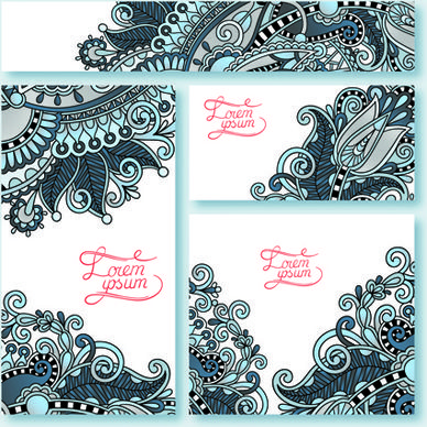 ornament floral pattern cards vector