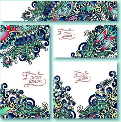 ornament floral pattern cards vector