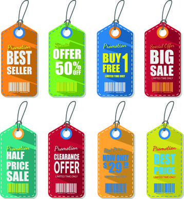 colored discount price tag vector graphics