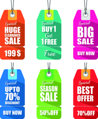 colored discount price tag vector graphics