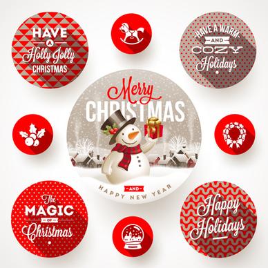 2015 christmas round labels vector