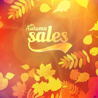 autumn sale background set vector