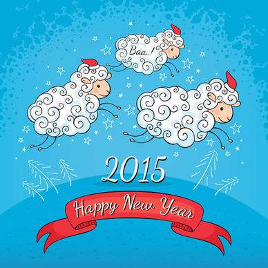 vector set of15 sheep year background