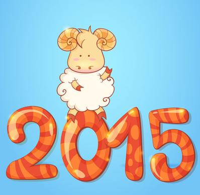 vector set of15 sheep year background