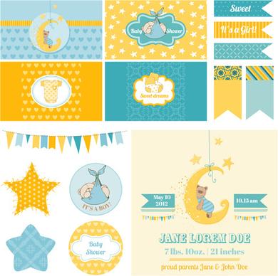 baby scrap elements kit vector