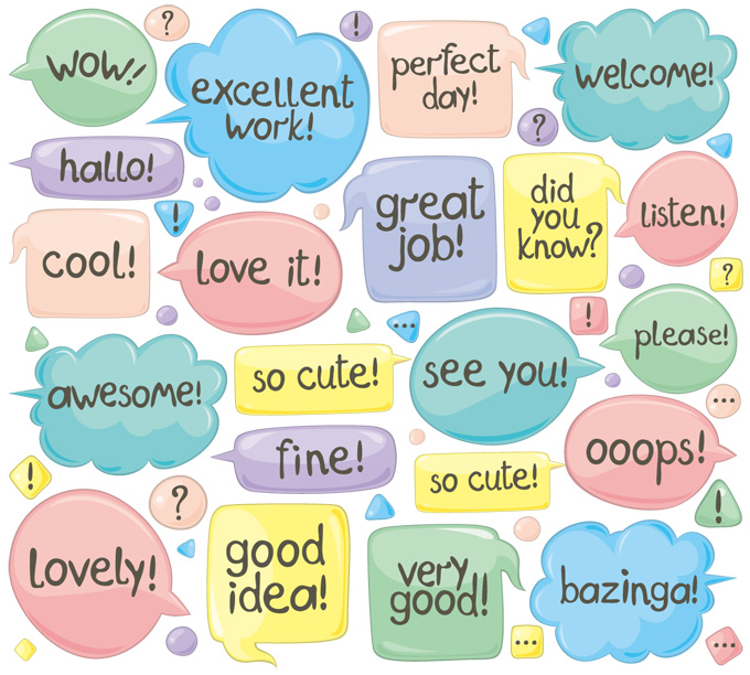 shiny cartoon speech bubbles vector