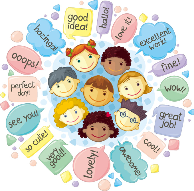 shiny cartoon speech bubbles vector