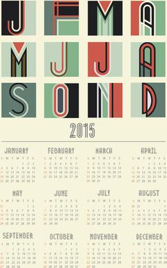 vintage style15 calendar vector