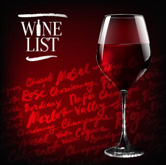 dark red wine menu background vector