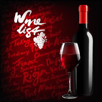 dark red wine menu background vector